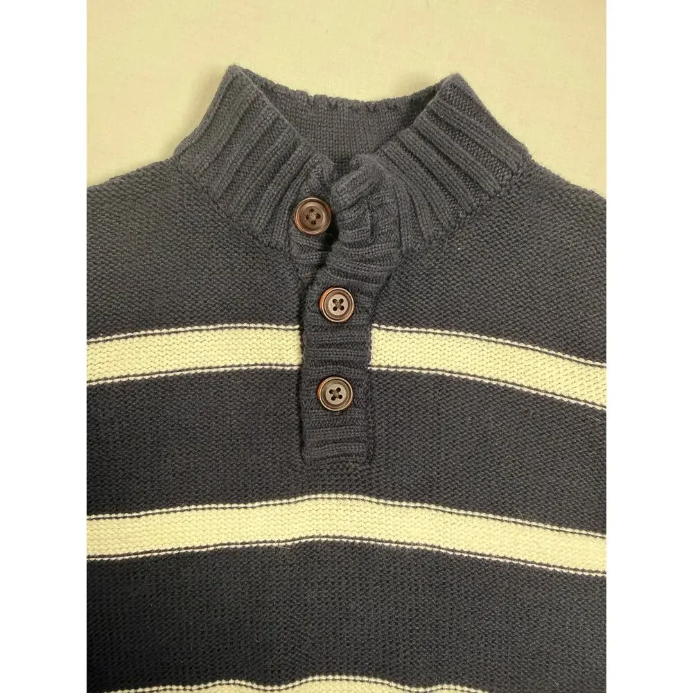 Gymboree Navy White Stripe Sweater Buttons Size 3T Boys Cotton